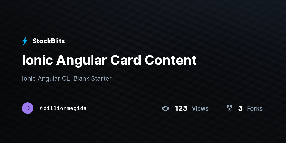 Ionic Angular Card Content - StackBlitz