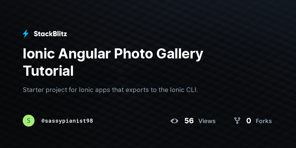 Ionic Angular Photo Gallery Tutorial - StackBlitz