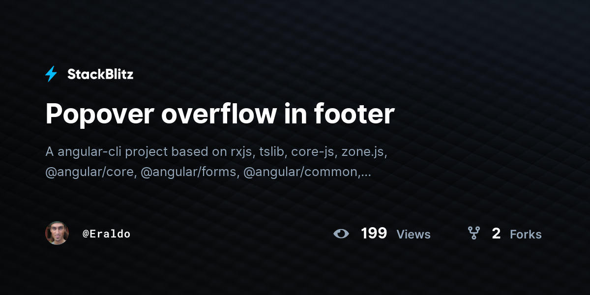 Popover overflow in footer - StackBlitz