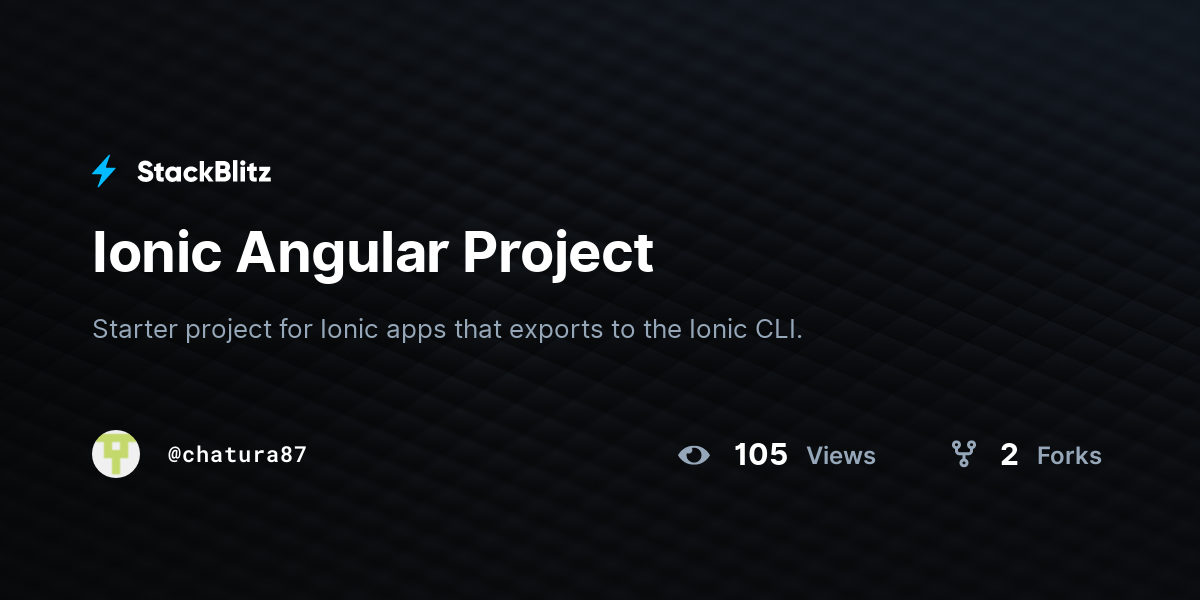 Ionic Angular Project - StackBlitz