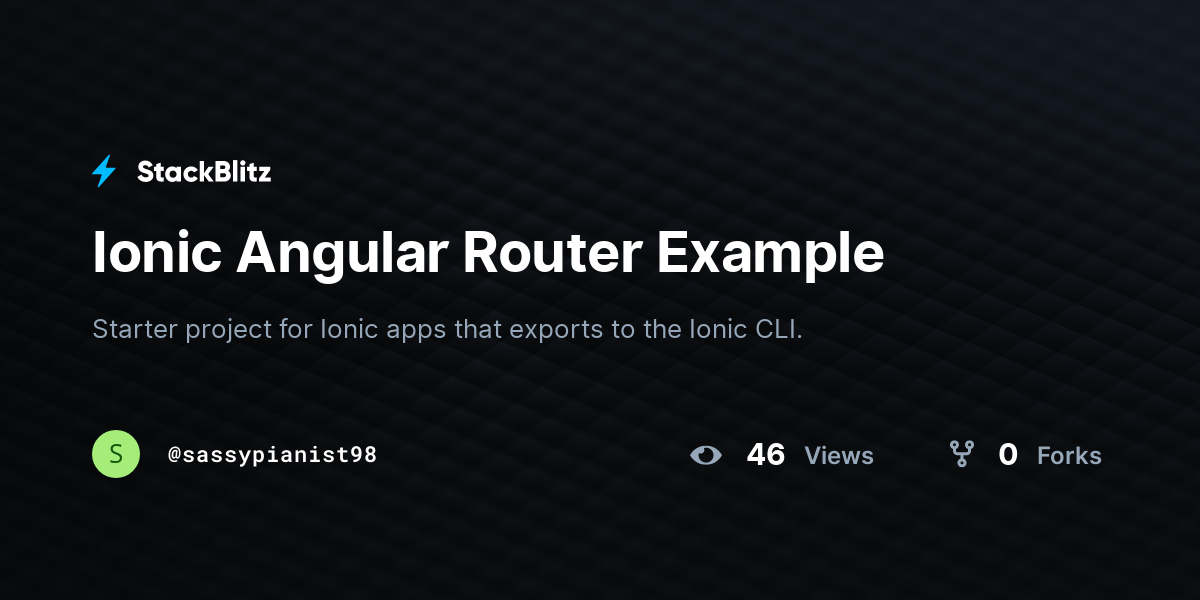 Ionic Angular Router Example - StackBlitz