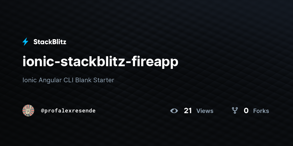 Ionic Stackblitz Fireapp Stackblitz