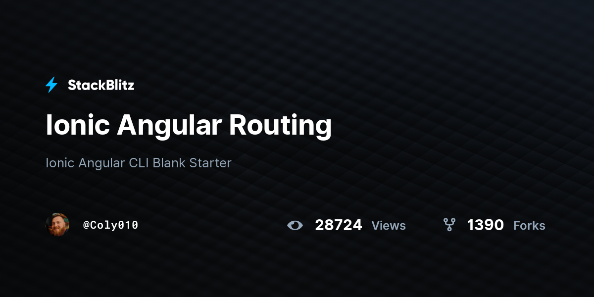 Ionic Angular Routing StackBlitz