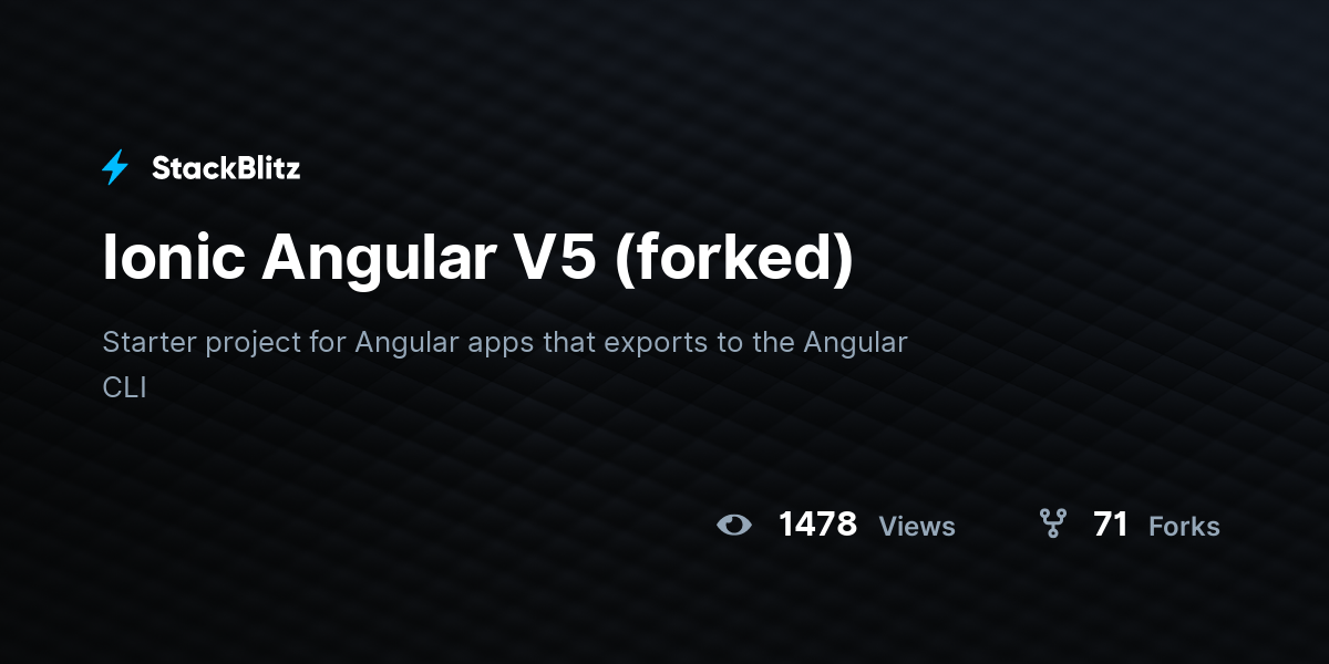 Ionic Angular V5 (forked) - StackBlitz