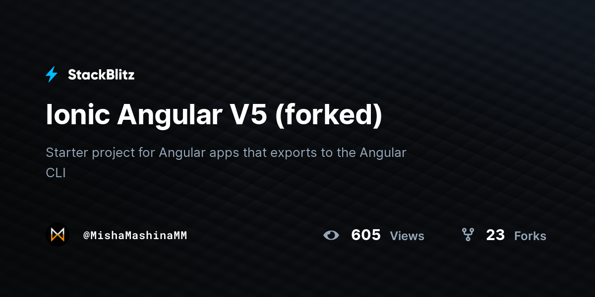 Ionic Angular V5 (forked) - StackBlitz