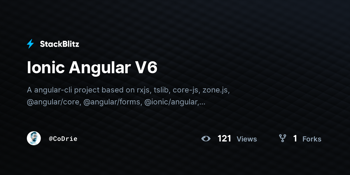 Ionic Angular V6 - StackBlitz