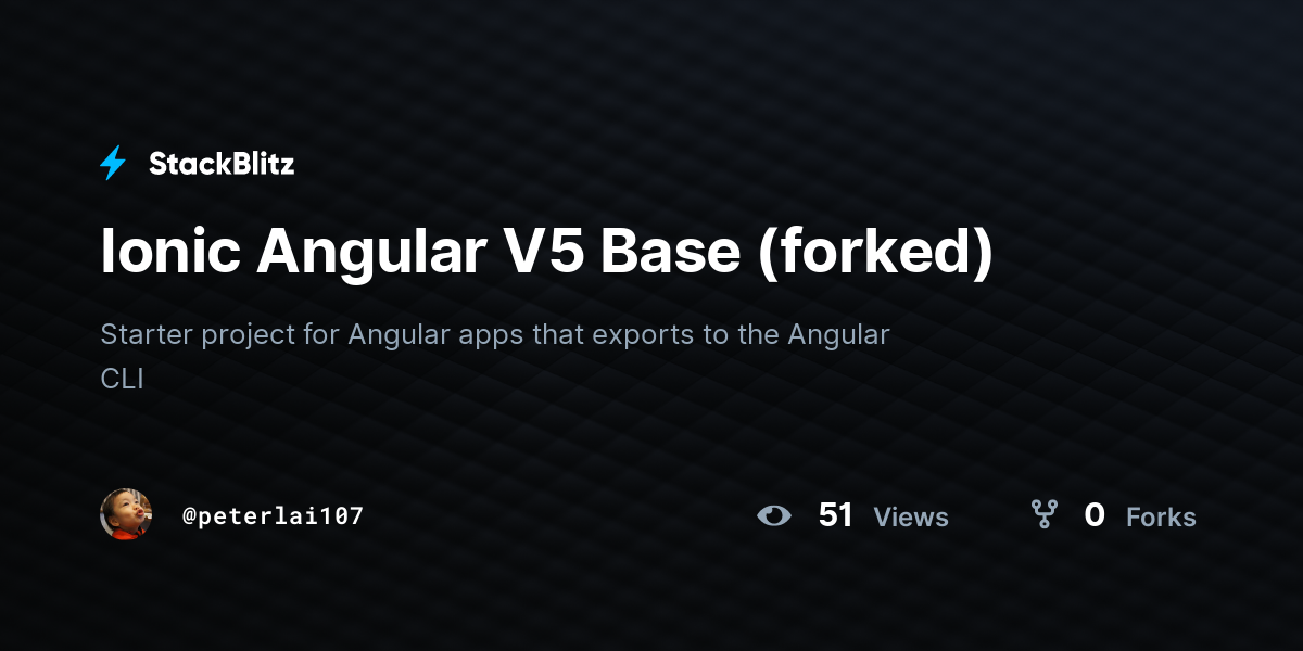 Ionic Angular V5 Base (forked) - StackBlitz