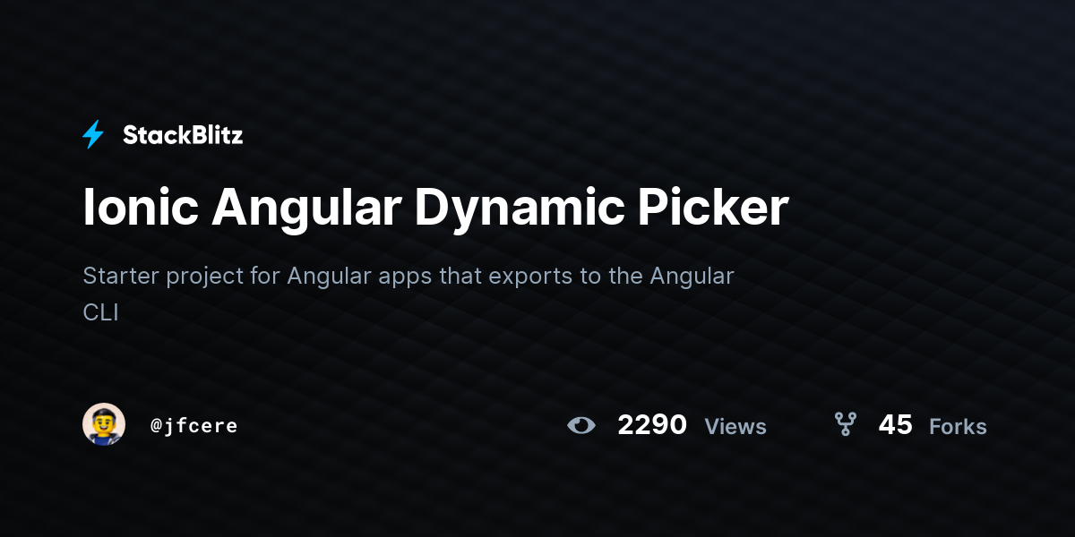 Ionic Angular Dynamic Picker - StackBlitz
