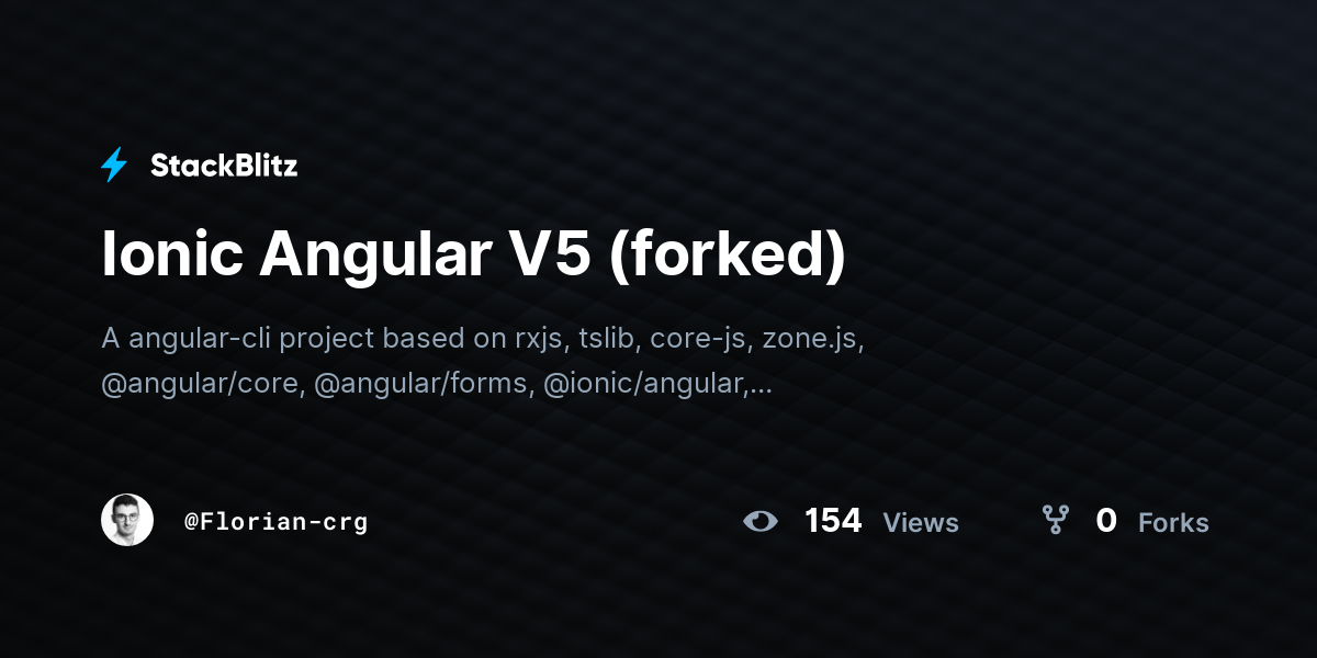 Ionic Angular V5 (forked) - StackBlitz