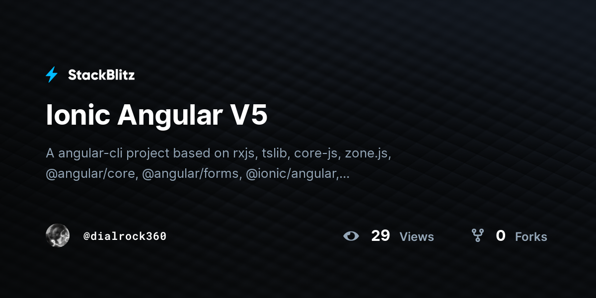 Ionic Angular V5 - StackBlitz