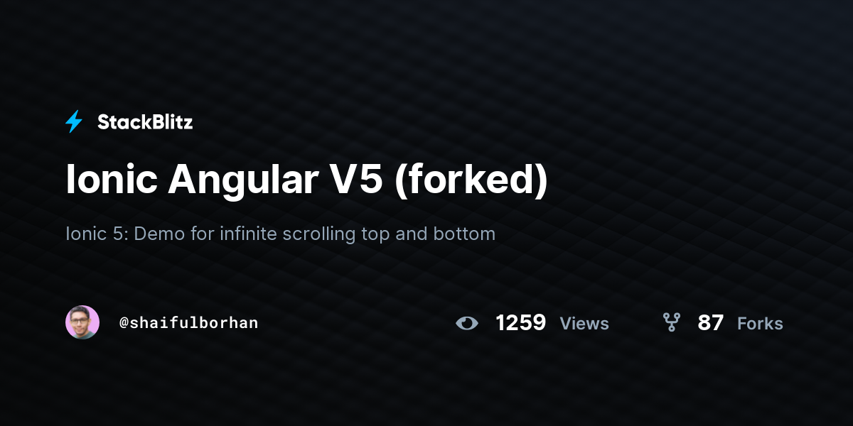 Ionic Angular V5 (forked) - StackBlitz