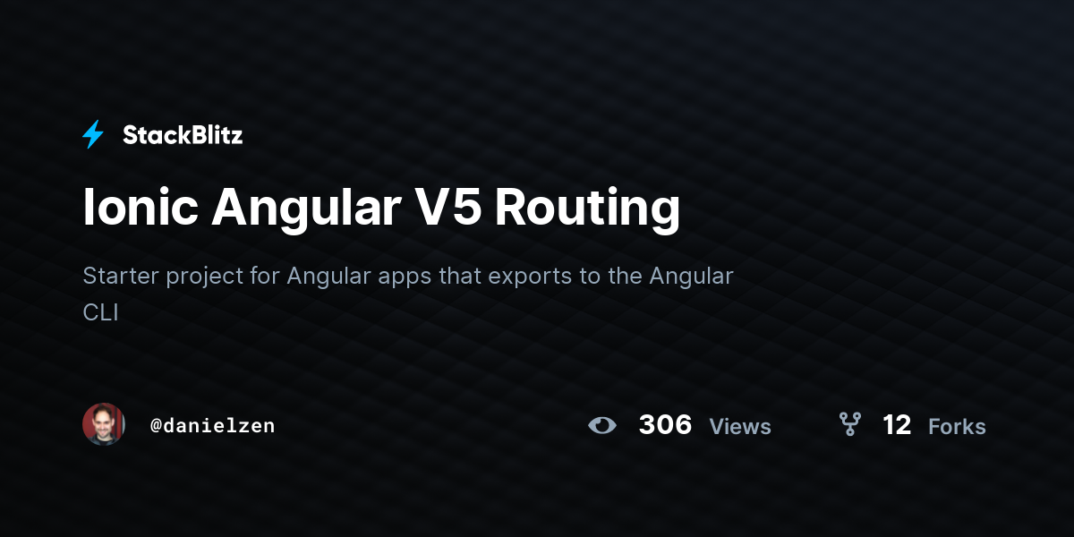 Ionic Angular V5 Routing - StackBlitz