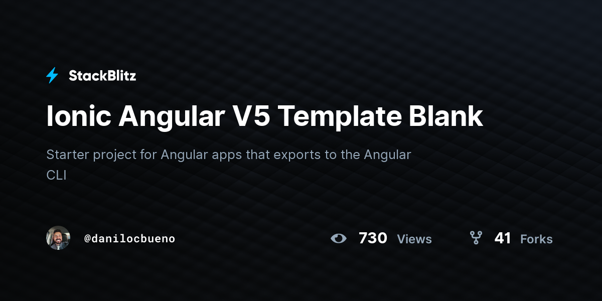 Ionic Angular V5 Template Blank - StackBlitz