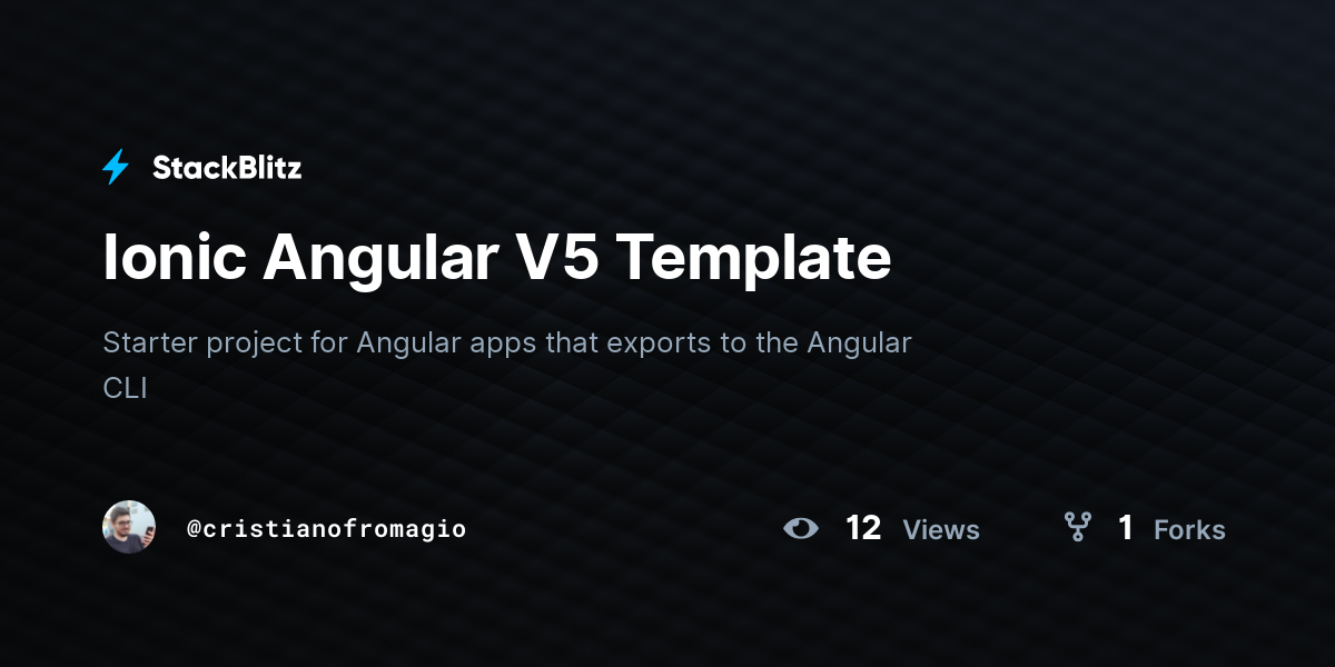 Ionic Angular V5 Template - StackBlitz