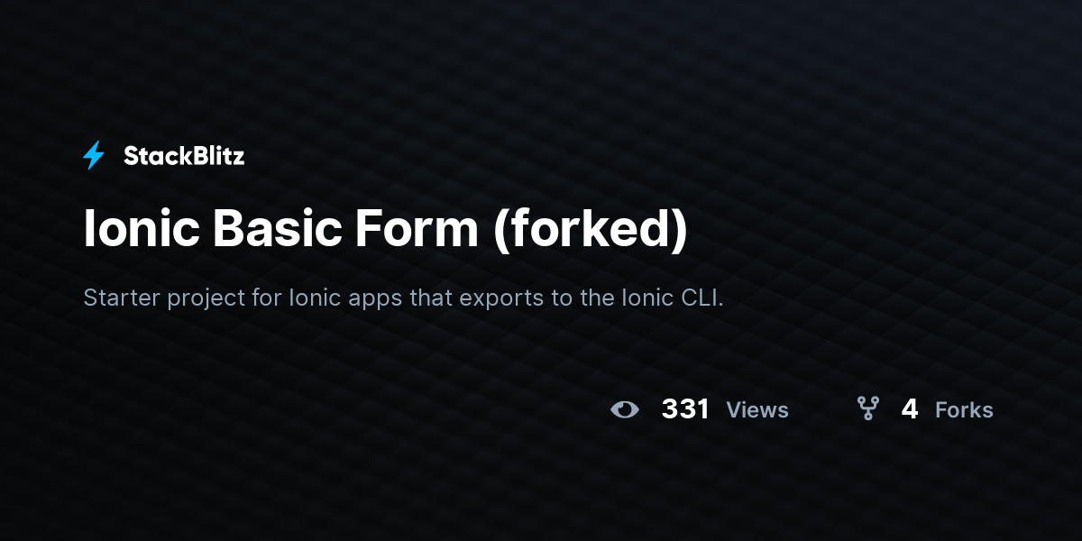 Ionic Basic Form (forked) - StackBlitz