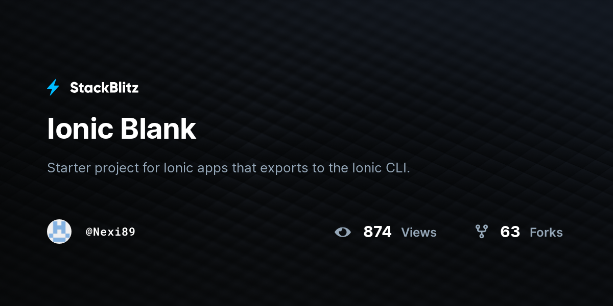 Ionic Blank - StackBlitz