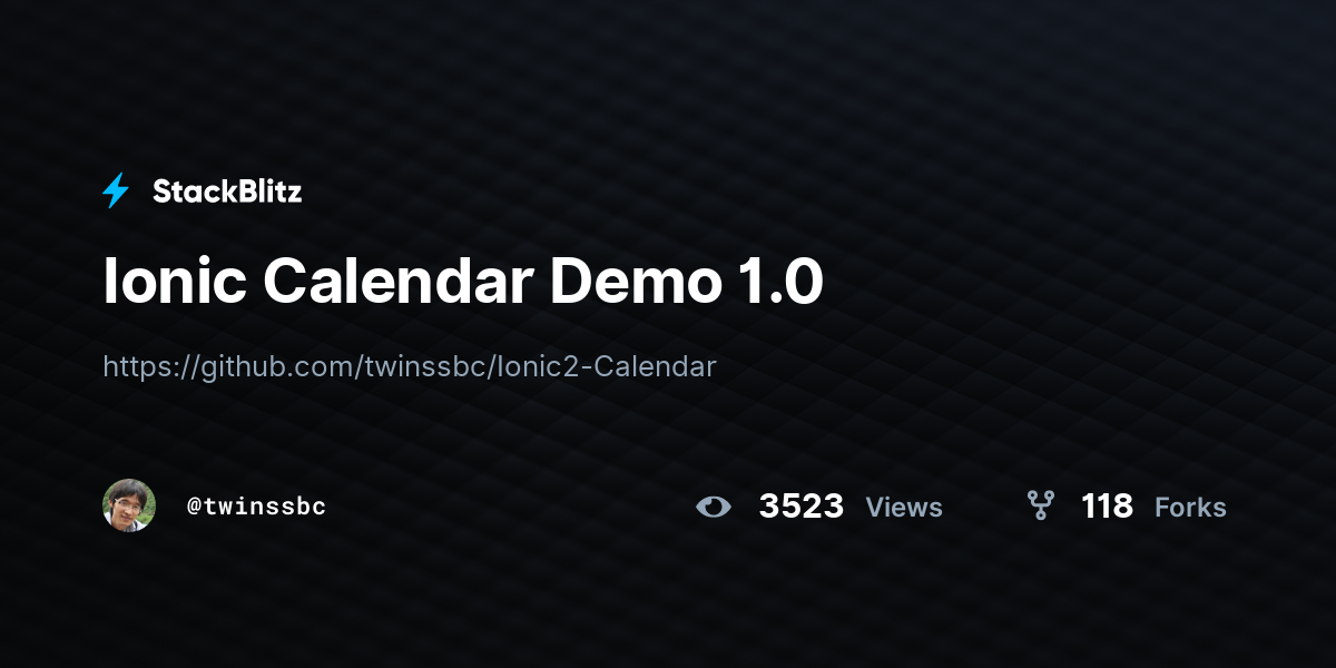 Ionic Calendar Demo 1.0 - StackBlitz