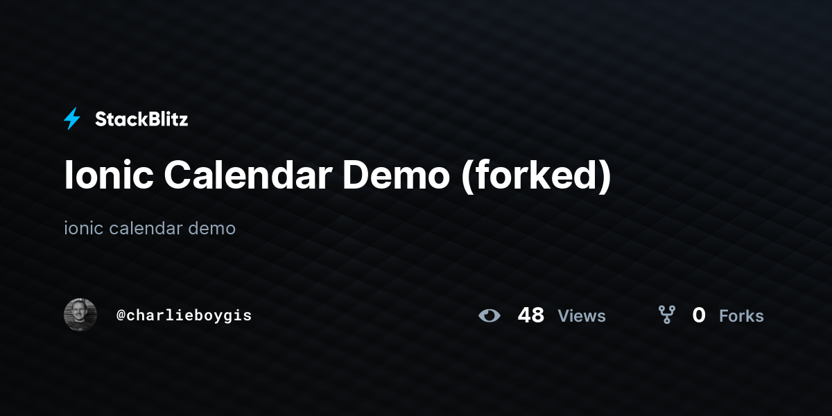 Ionic Calendar Demo (forked) - StackBlitz