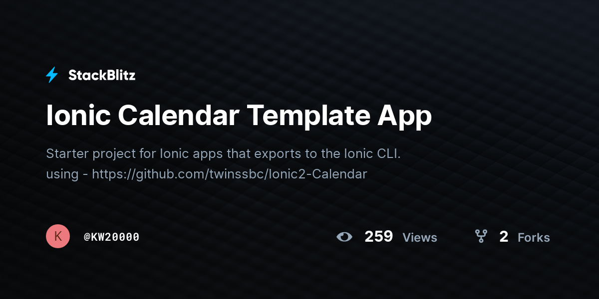 Ionic Calendar Template App - StackBlitz