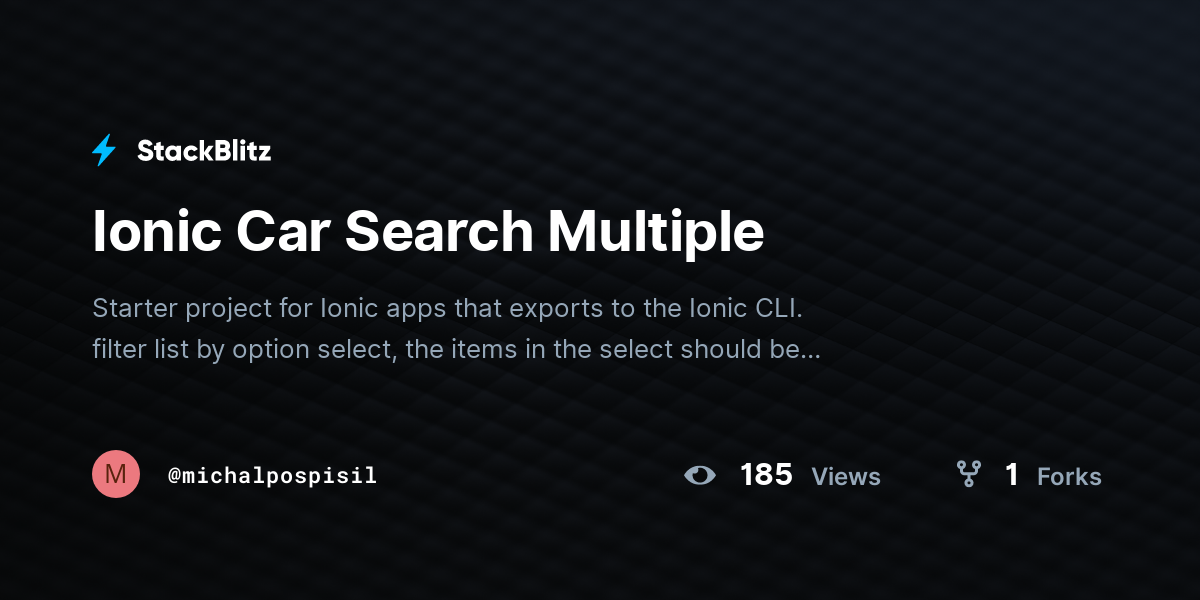 Ionic Car Search Multiple - StackBlitz