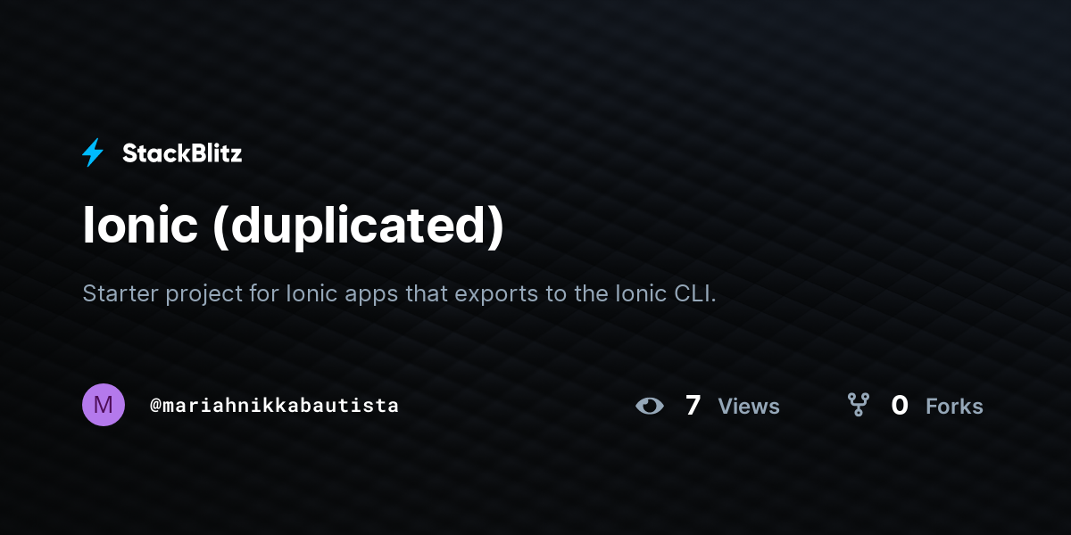 Ionic Duplicated Stackblitz