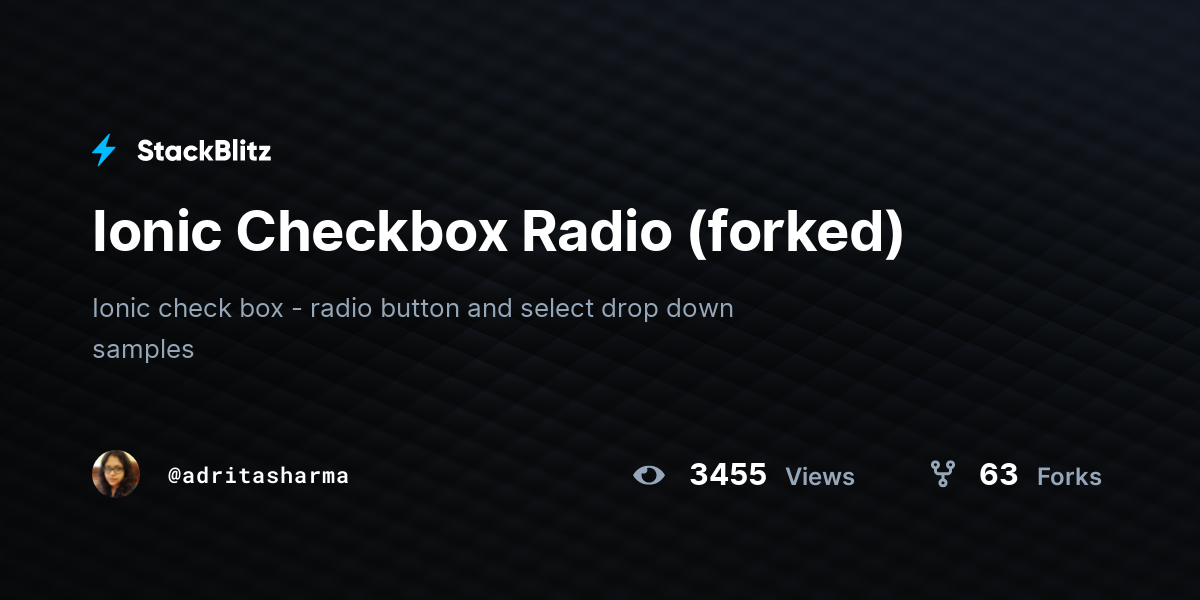 Ionic Checkbox Radio (forked) - StackBlitz