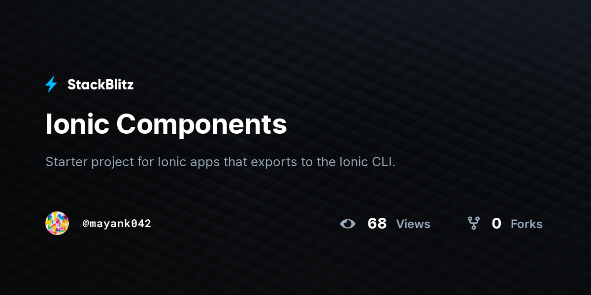 Ionic Components - StackBlitz