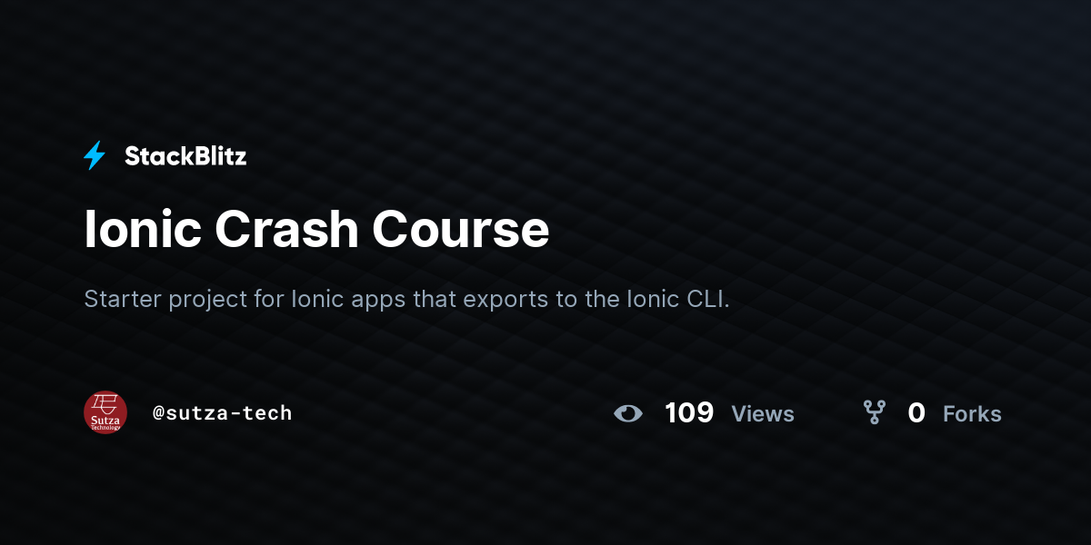 Ionic Crash Course - StackBlitz