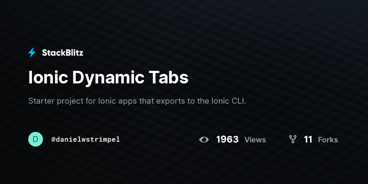Ionic Dynamic Tabs - StackBlitz