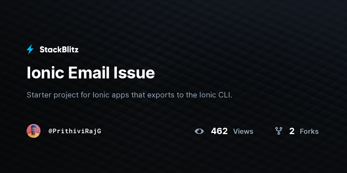 Ionic Email Issue - StackBlitz