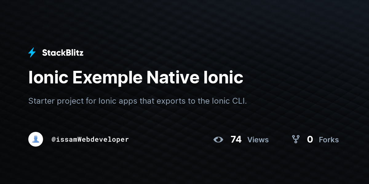 Ionic Exemple Native Ionic - StackBlitz