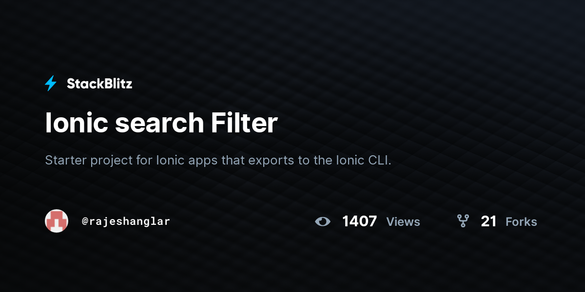 Ionic search Filter - StackBlitz