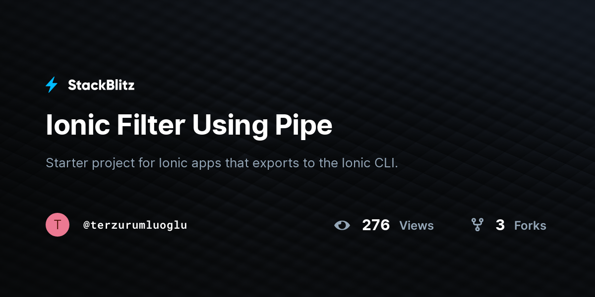 Ionic Filter Using Pipe StackBlitz