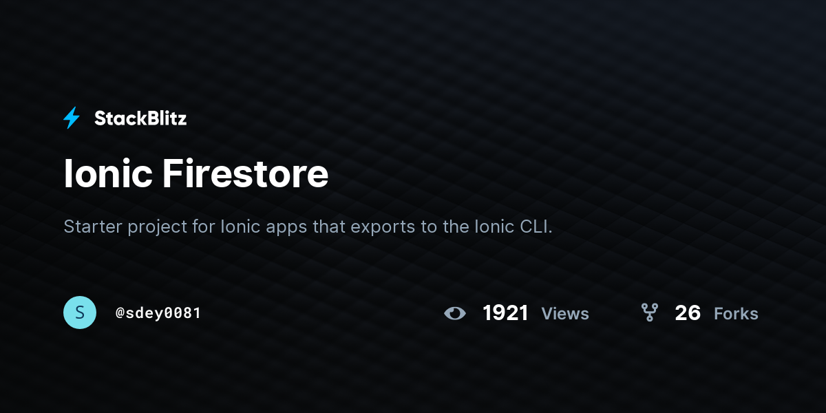 Ionic Firestore - StackBlitz
