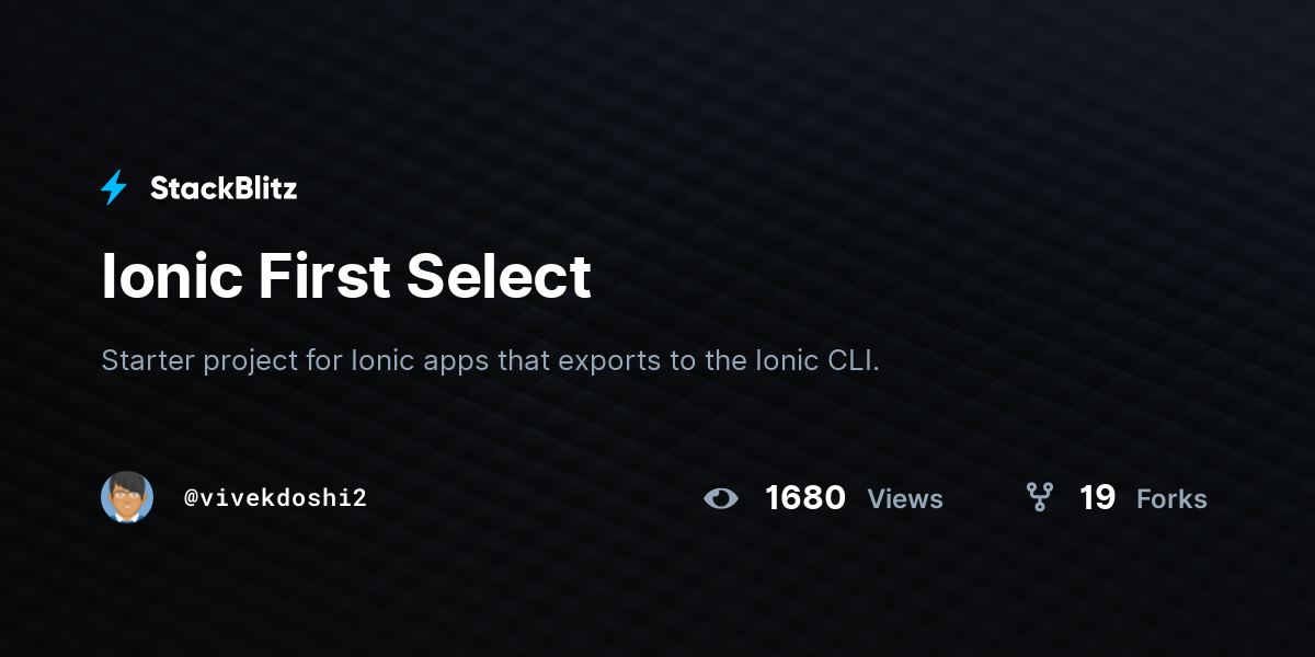 Ionic First Select - StackBlitz