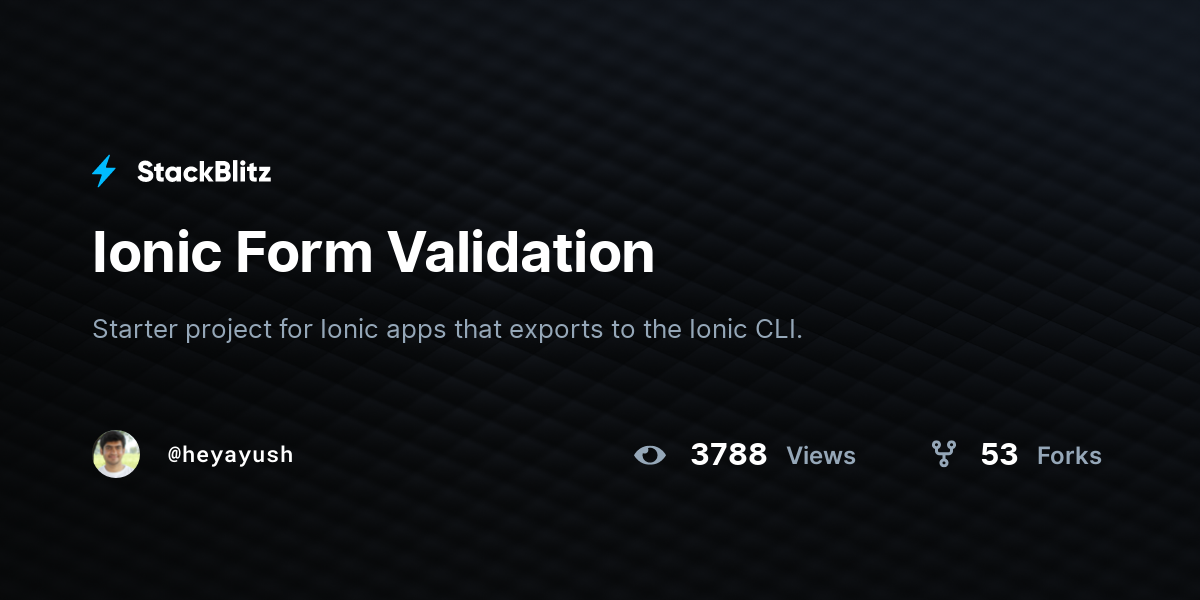 Ionic Form Validation - StackBlitz