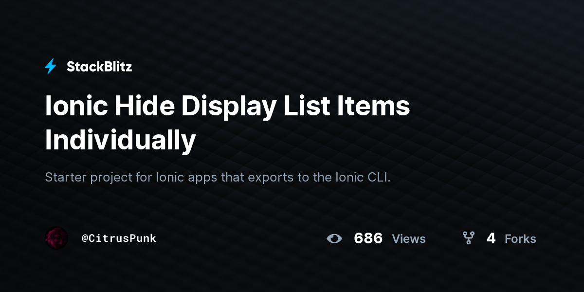 Ionic Hide Display List Items Individually - StackBlitz