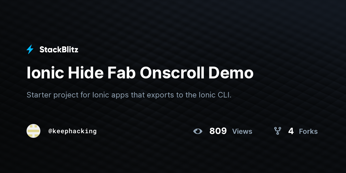 Ionic Hide Fab Onscroll Demo - StackBlitz