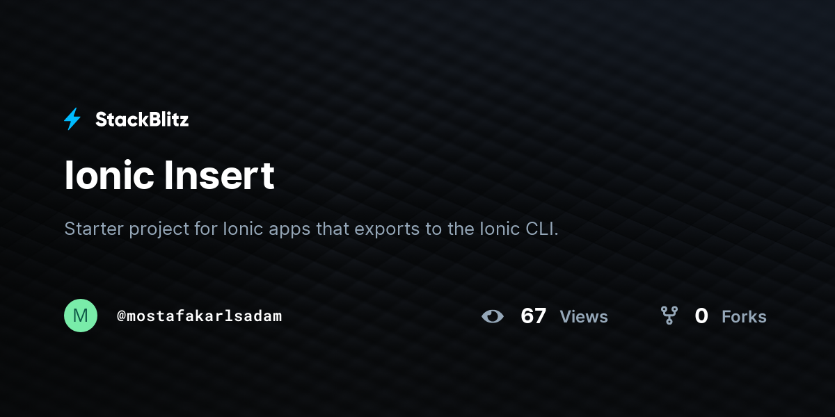 Ionic Insert - StackBlitz