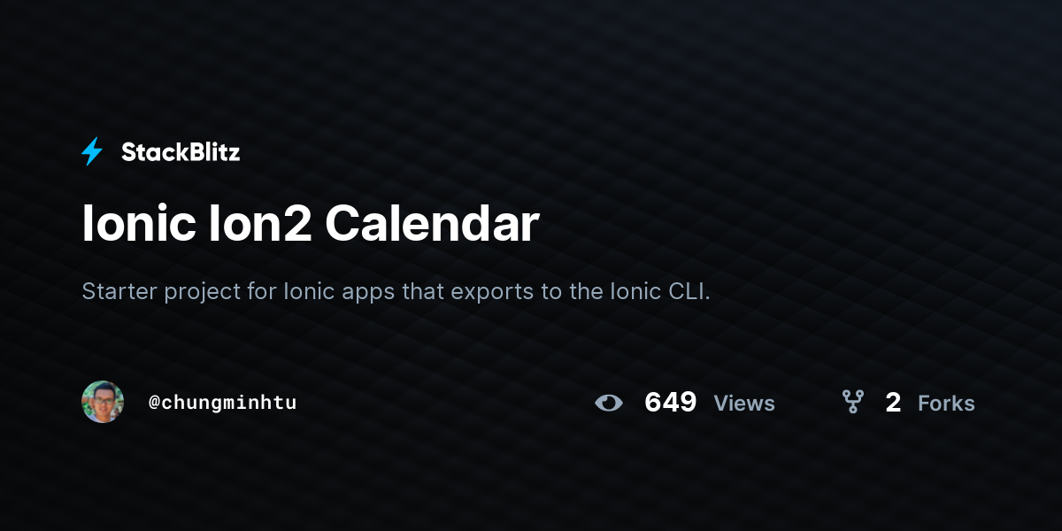 Ionic Ion2 Calendar - StackBlitz