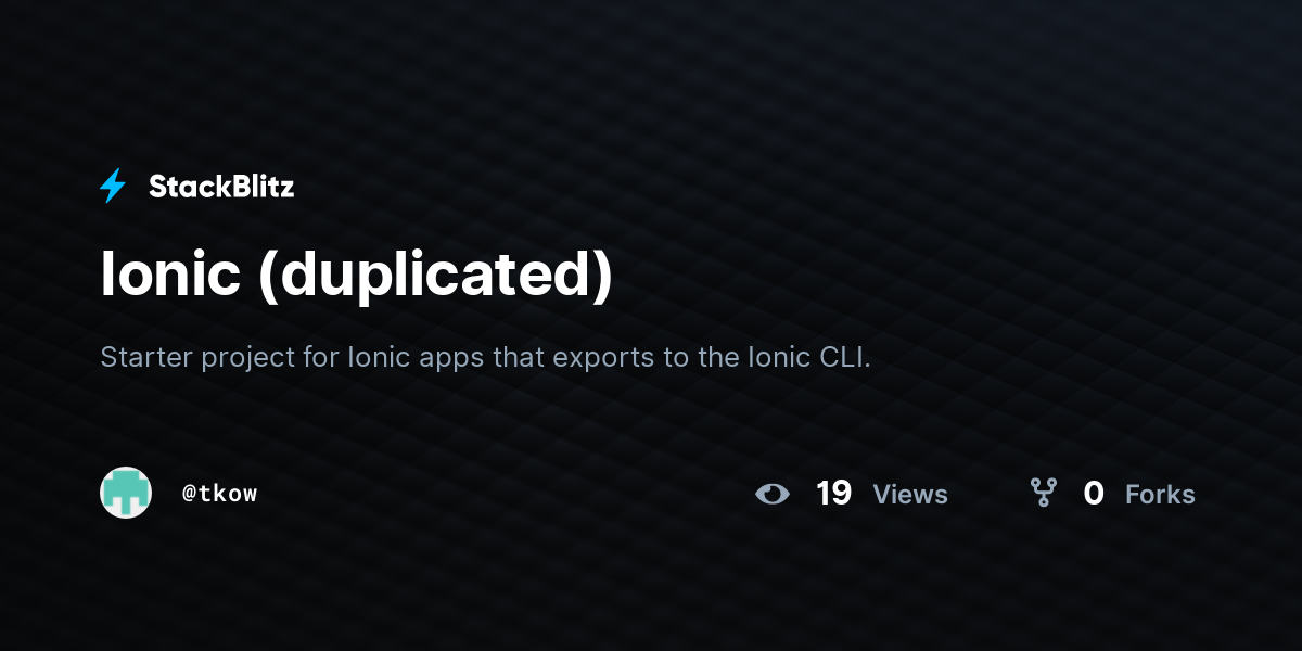 Ionic (duplicated) - StackBlitz