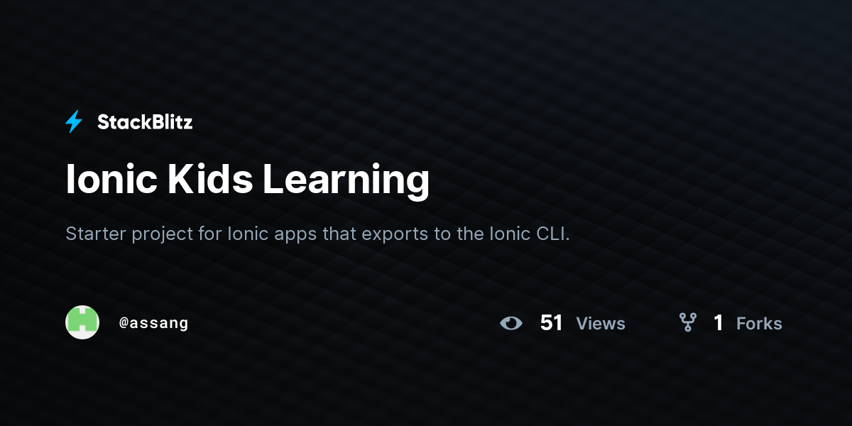 Ionic Kids Learning - StackBlitz