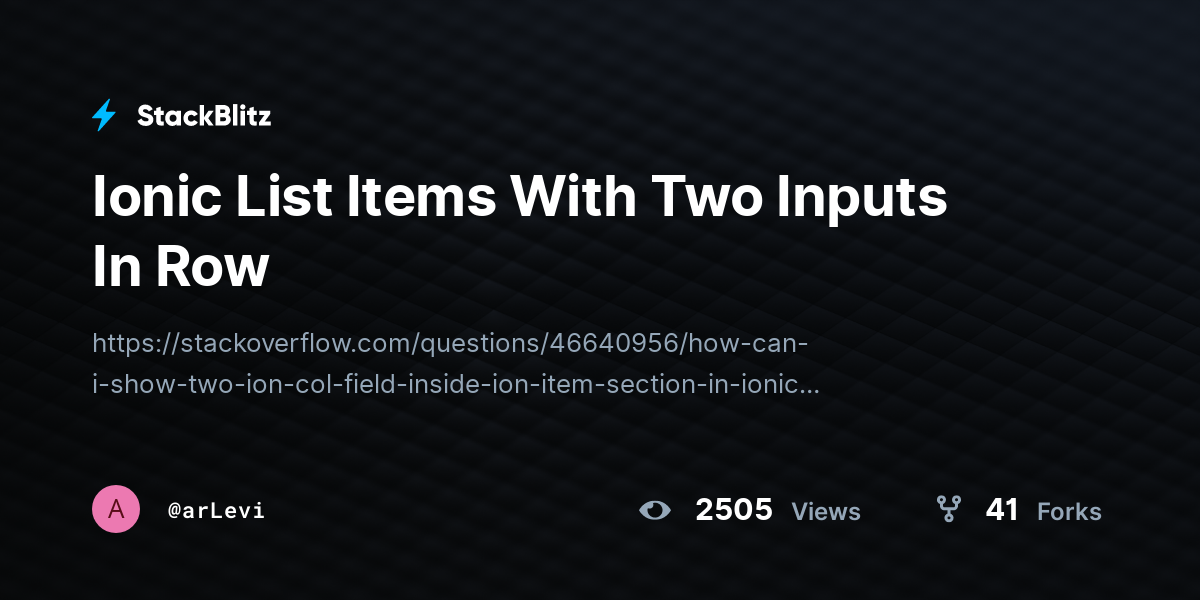 Ionic List Items With Two Inputs In Row - StackBlitz