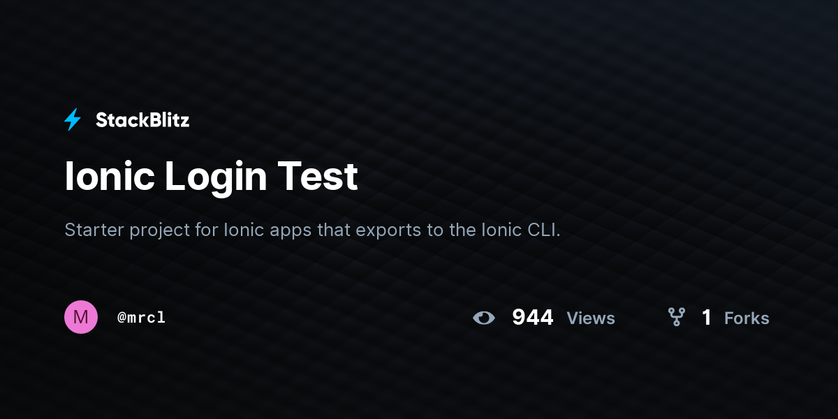 Ionic Login Test - StackBlitz