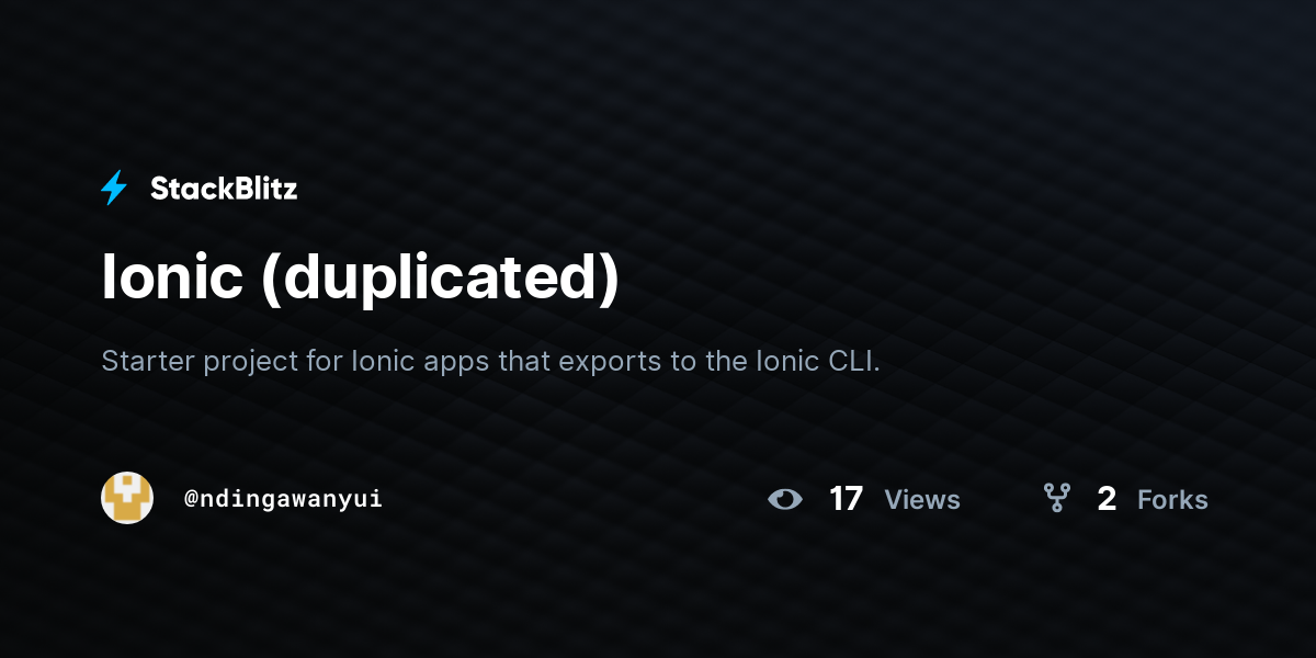 Ionic (duplicated) - StackBlitz