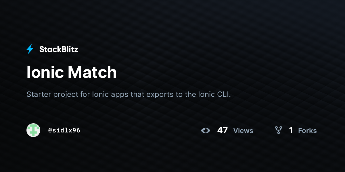 Ionic Match - StackBlitz