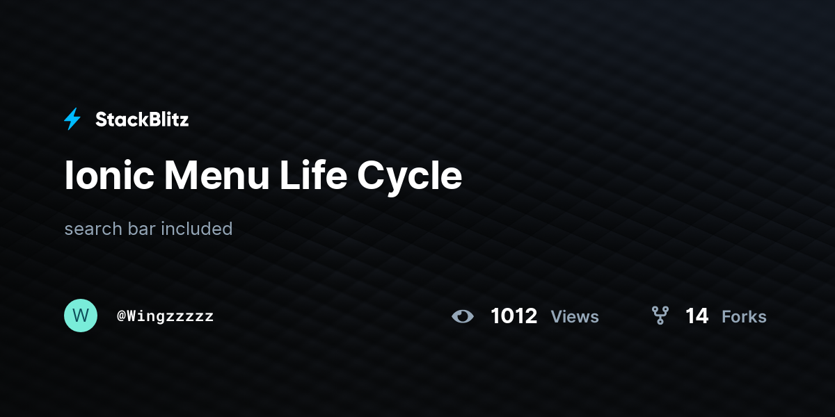 Ionic Menu Life Cycle - StackBlitz
