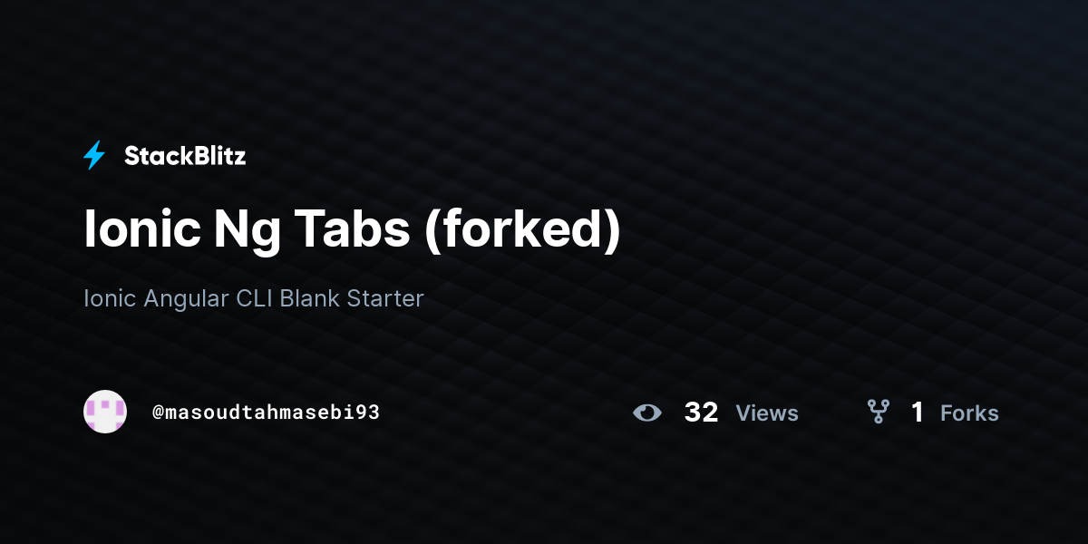 Ionic Ng Tabs (forked) - StackBlitz