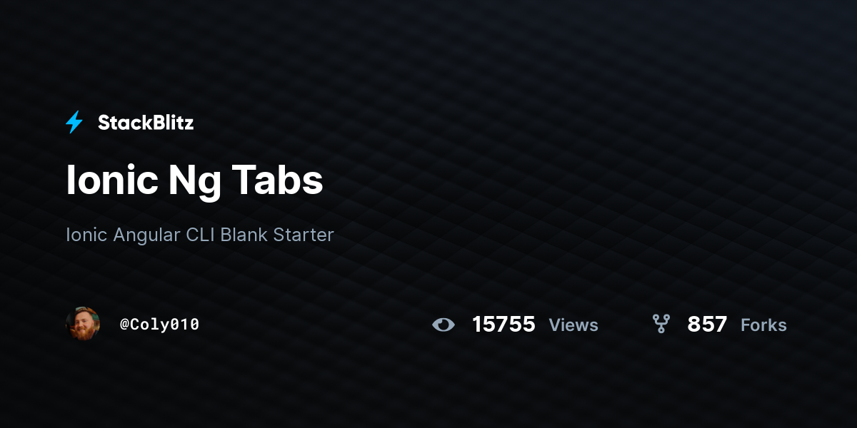 Ionic Ng Tabs - StackBlitz