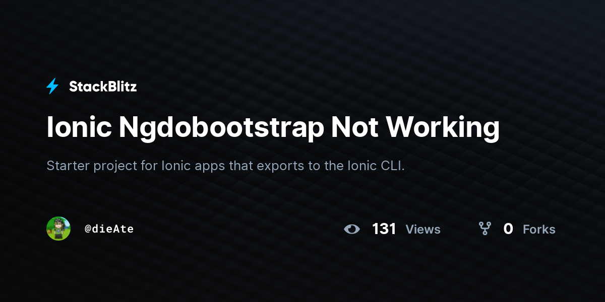 Ionic Ngdobootstrap Not Working - StackBlitz